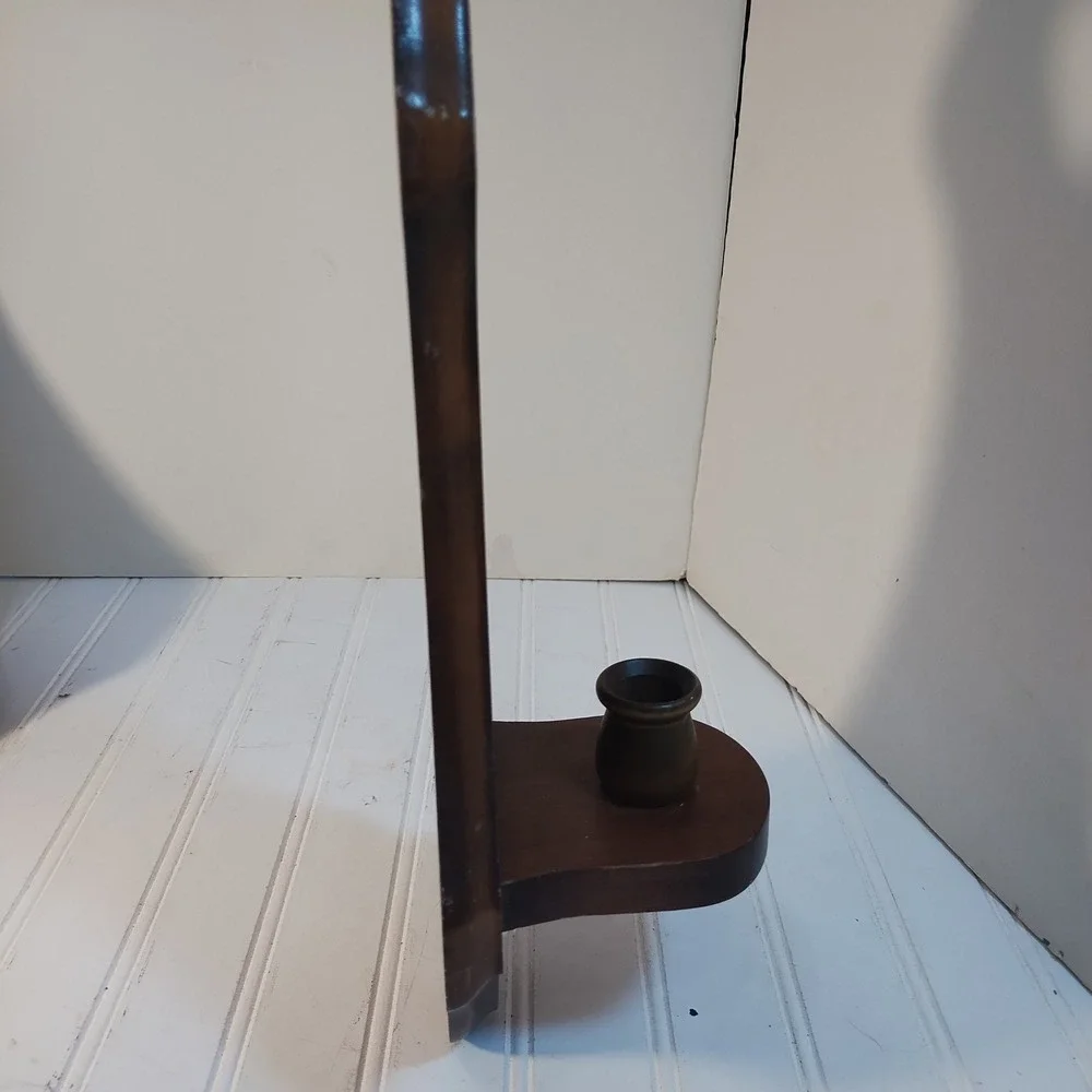 Pair Vintage Wood Heart Cutout Wall Sconces Candle Holders Farmhouse Cottage 15